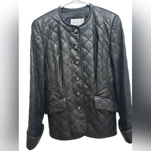 Wathne Dark Quilted Leather Jacket
